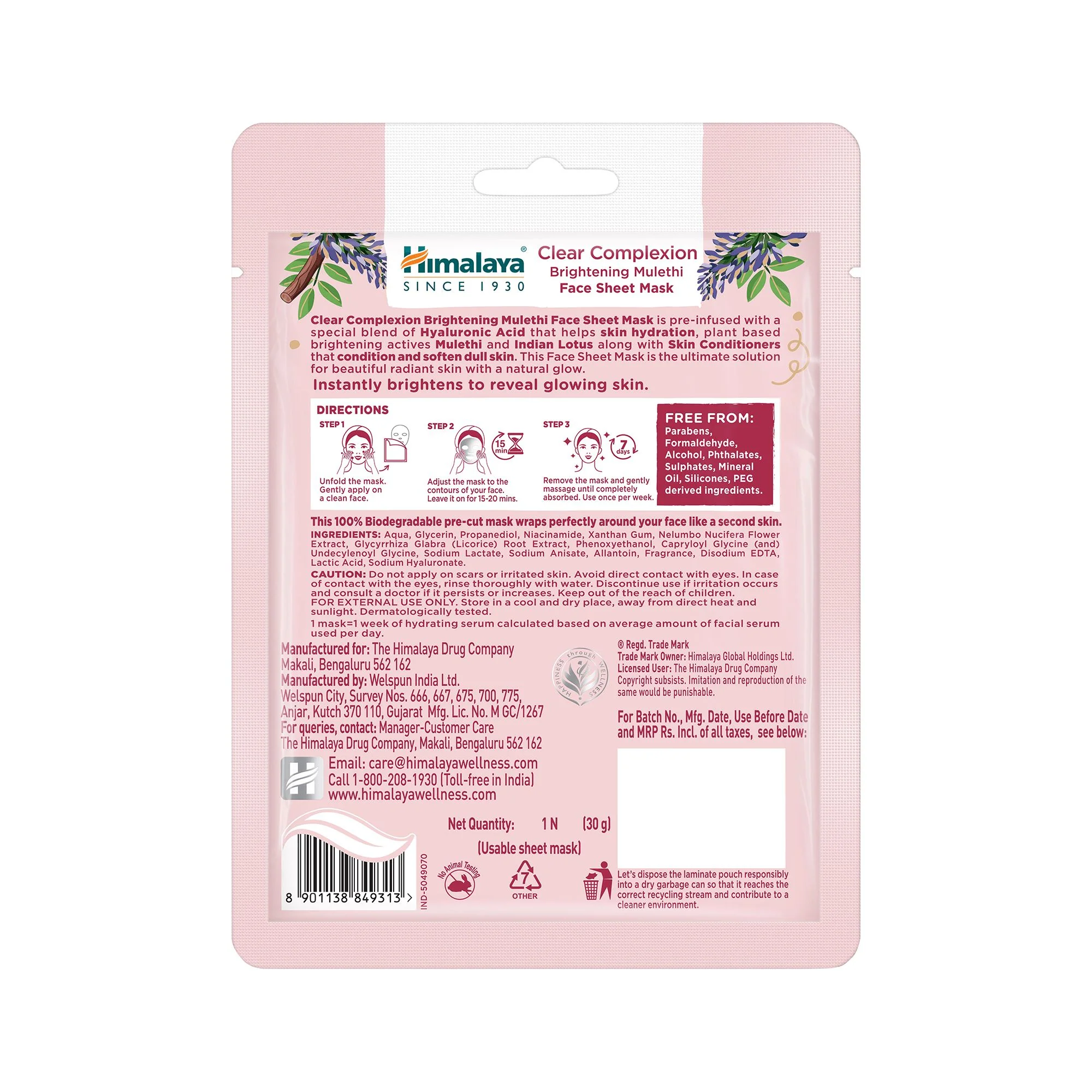 Himalaya Clear Complexion Brightening Mulethi Face Sheet Mask - Image 3
