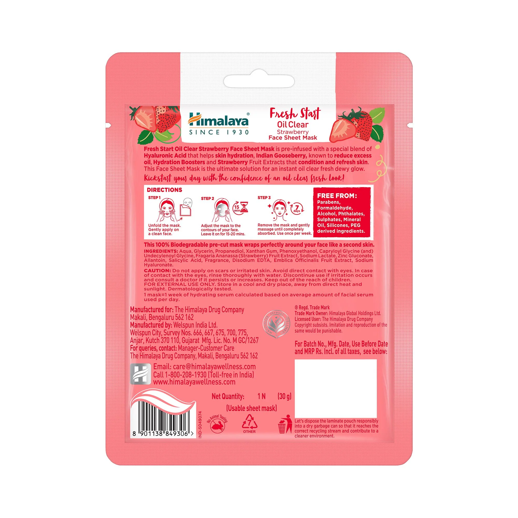 Himalaya Fresh Start Oil Clear Strawberry Face Sheet Mask - Image 3